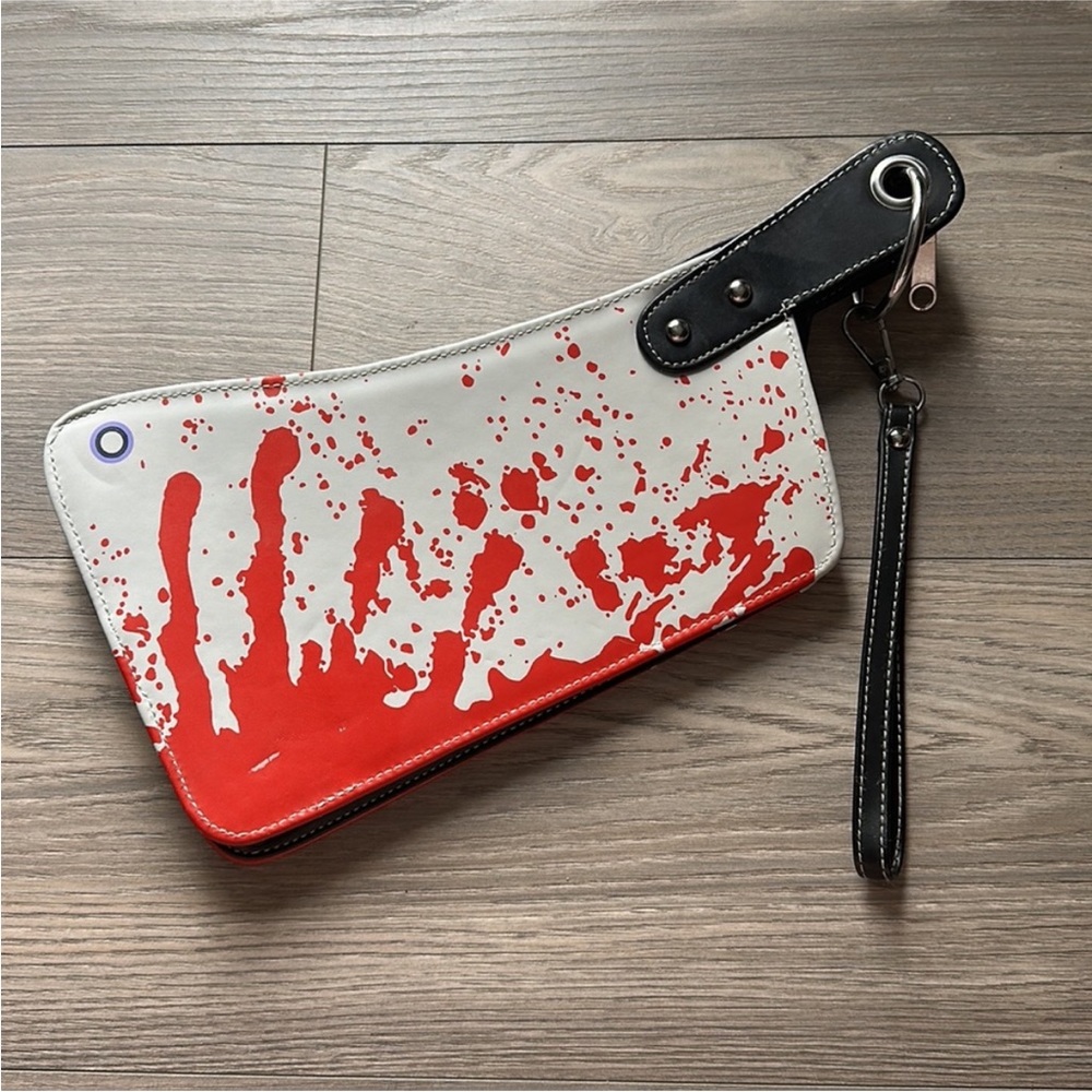 Bloody Meat Cleaver Clutch - 15 x 7” - Inside Zipper Pocket